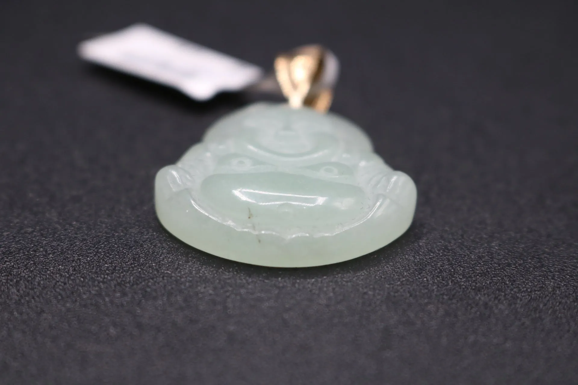 10K Yellow Gold Green Jade Buddha Charm (8.1 Grams)