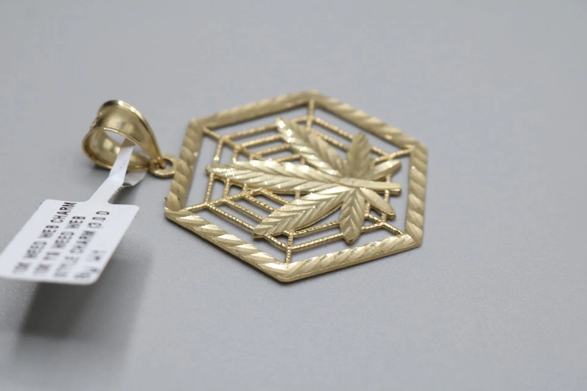 10K Yellow Gold Weed Web Charm