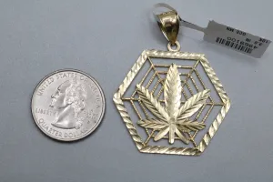 10K Yellow Gold Weed Web Charm