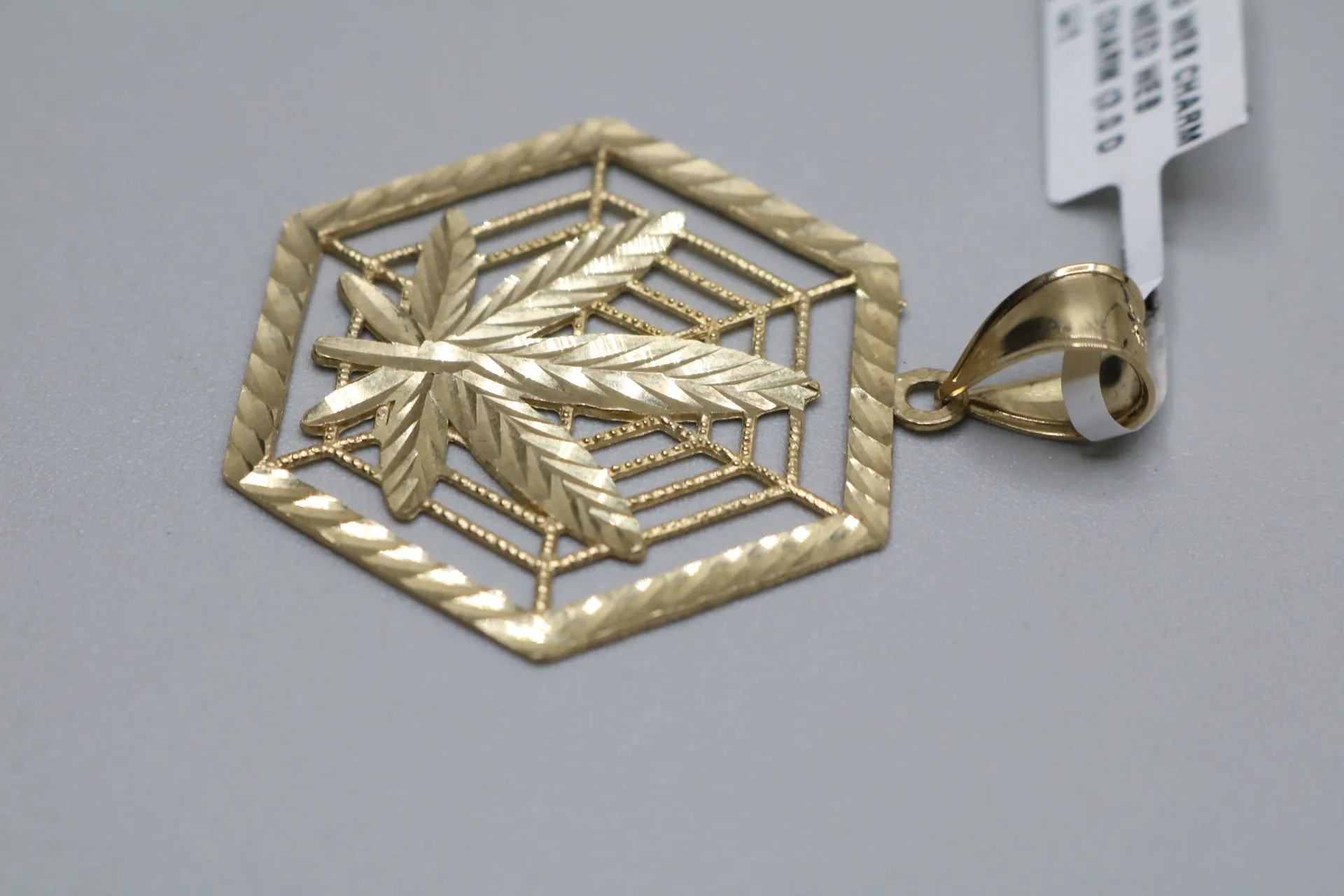 10K Yellow Gold Weed Web Charm
