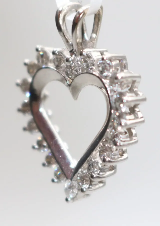 14K White Gold Diamond Heart Charm (3.4 Grams)