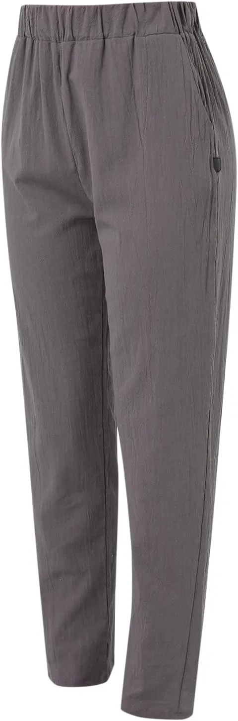 2024 Womens Wide Leg Cropped Pants Cotton Linen Summer Beach Pants Trendy Casual Capri Yoga Pants Breathable Palazzo Pants