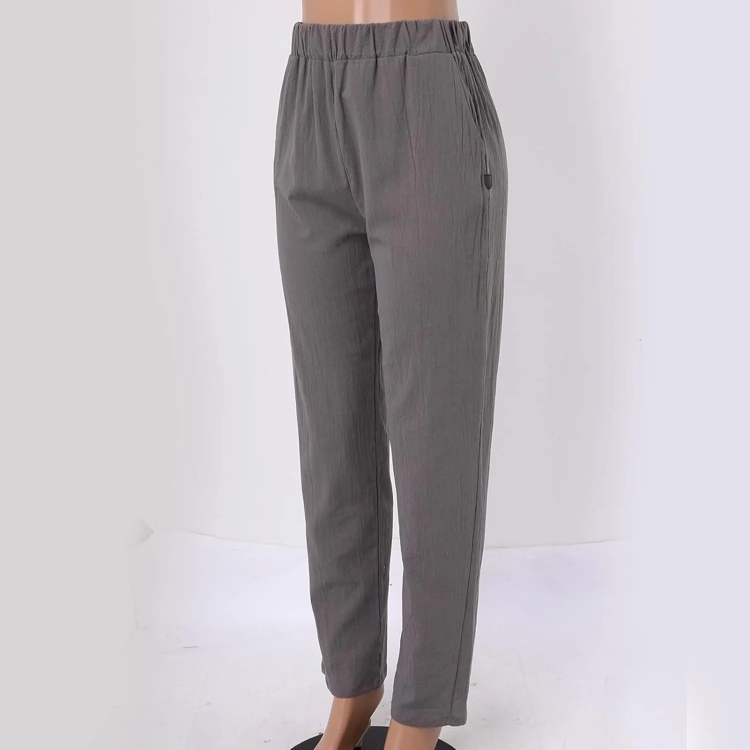 2024 Womens Wide Leg Cropped Pants Cotton Linen Summer Beach Pants Trendy Casual Capri Yoga Pants Breathable Palazzo Pants