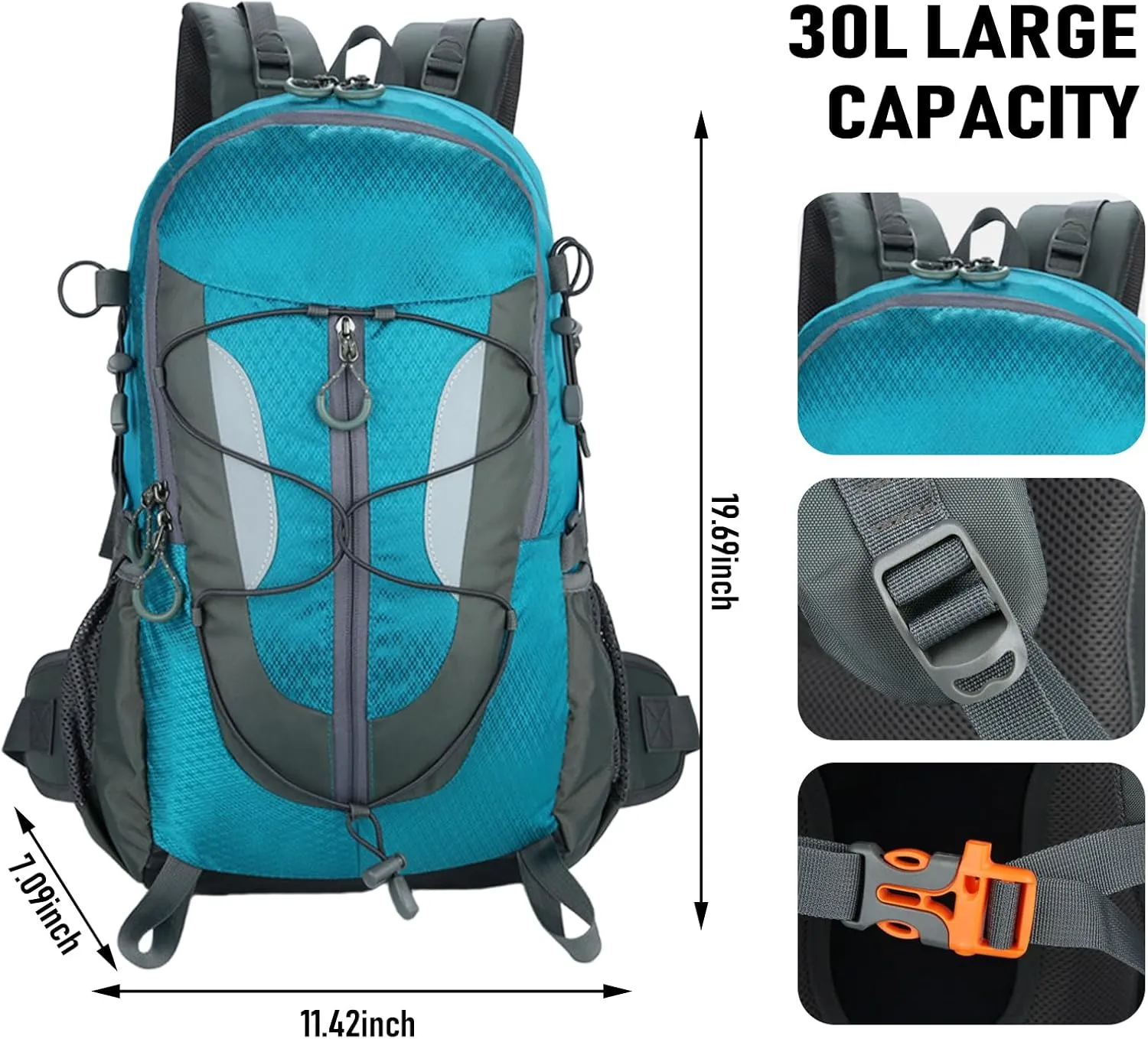 30L Hiking Backpack, Waterproof Outdoor Bag, Travel Camping Men'S And Women'S Sports Backpack (Blue)