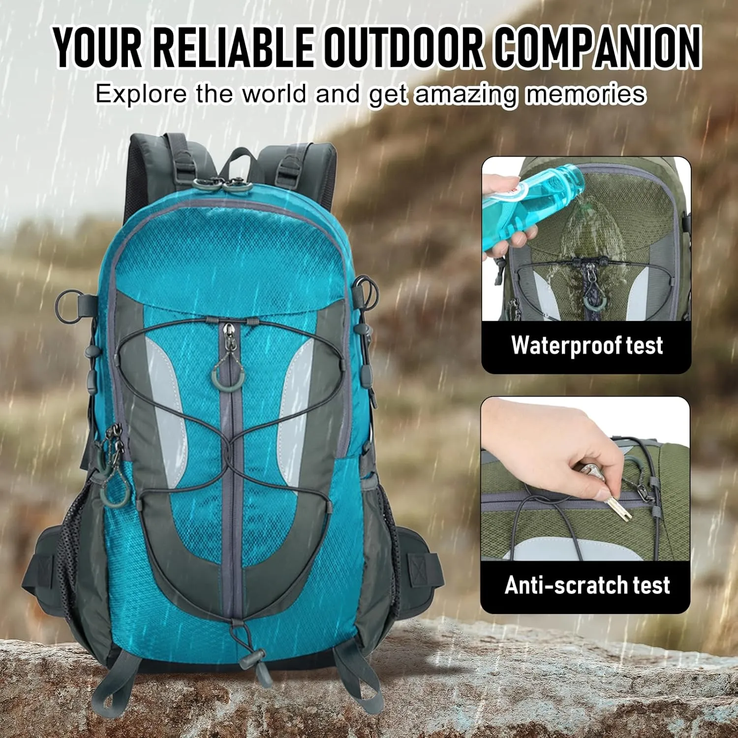 30L Hiking Backpack, Waterproof Outdoor Bag, Travel Camping Men'S And Women'S Sports Backpack (Blue)