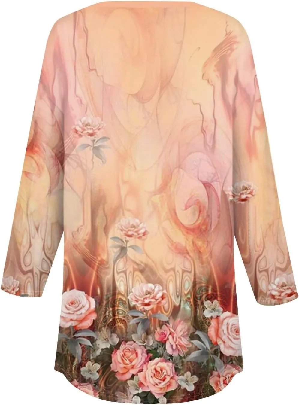 3/4 Length Sleeve Henley Shirts For Women Henley Spring Button Down Tops Baggy V Neck Blouses