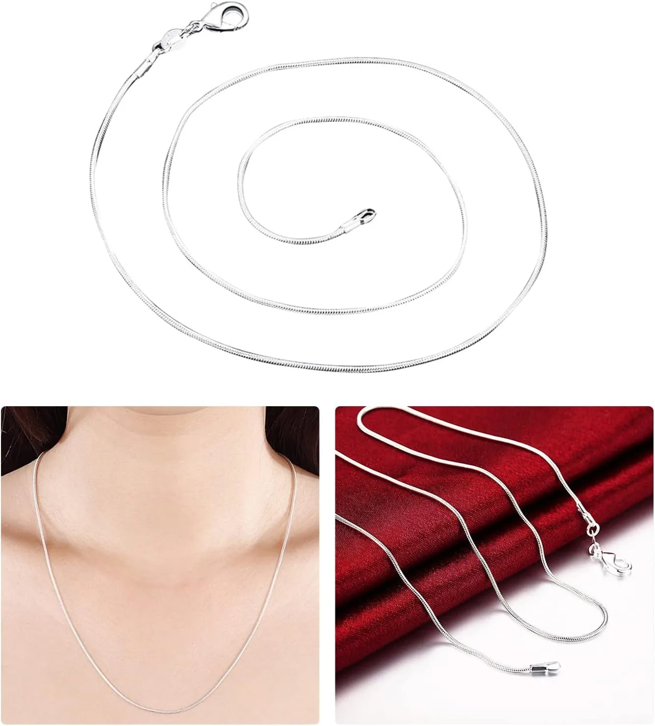 925 Sterling Silver Chain Necklaces for Women,Gold Plated Stackable Dainty Box Chains Minimalist Jewelry Accessories Gifts