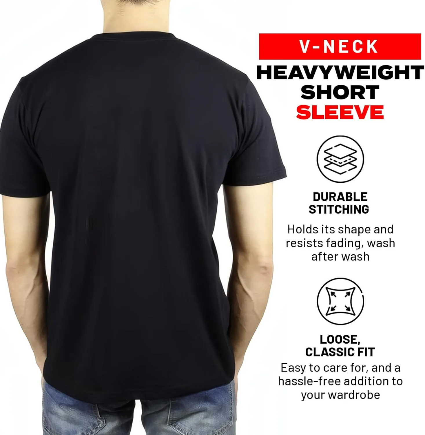 Access Men's V Neck T Shirts, Comfortable, and Stylish Heavyweight Short Sleeve Cotton V Neck T Shirts for Men, 3-Pack