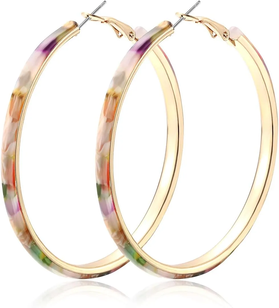 Acrylic Earrings Lightweight Hoop Earrings Statement Resin Drop Dangle Stud Earrings Fashion Jewelry For Women