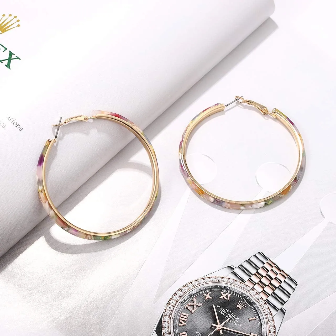 Acrylic Earrings Lightweight Hoop Earrings Statement Resin Drop Dangle Stud Earrings Fashion Jewelry For Women