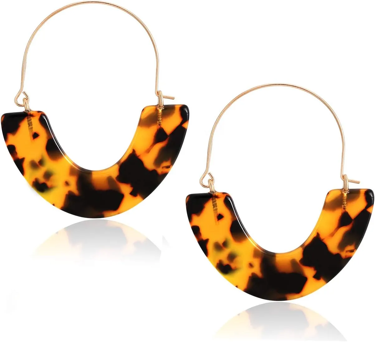 Acrylic Earrings Tortoise Hoop Earrings Statement Wire Resin Earrings Fan Drop Dangle Earring for Women