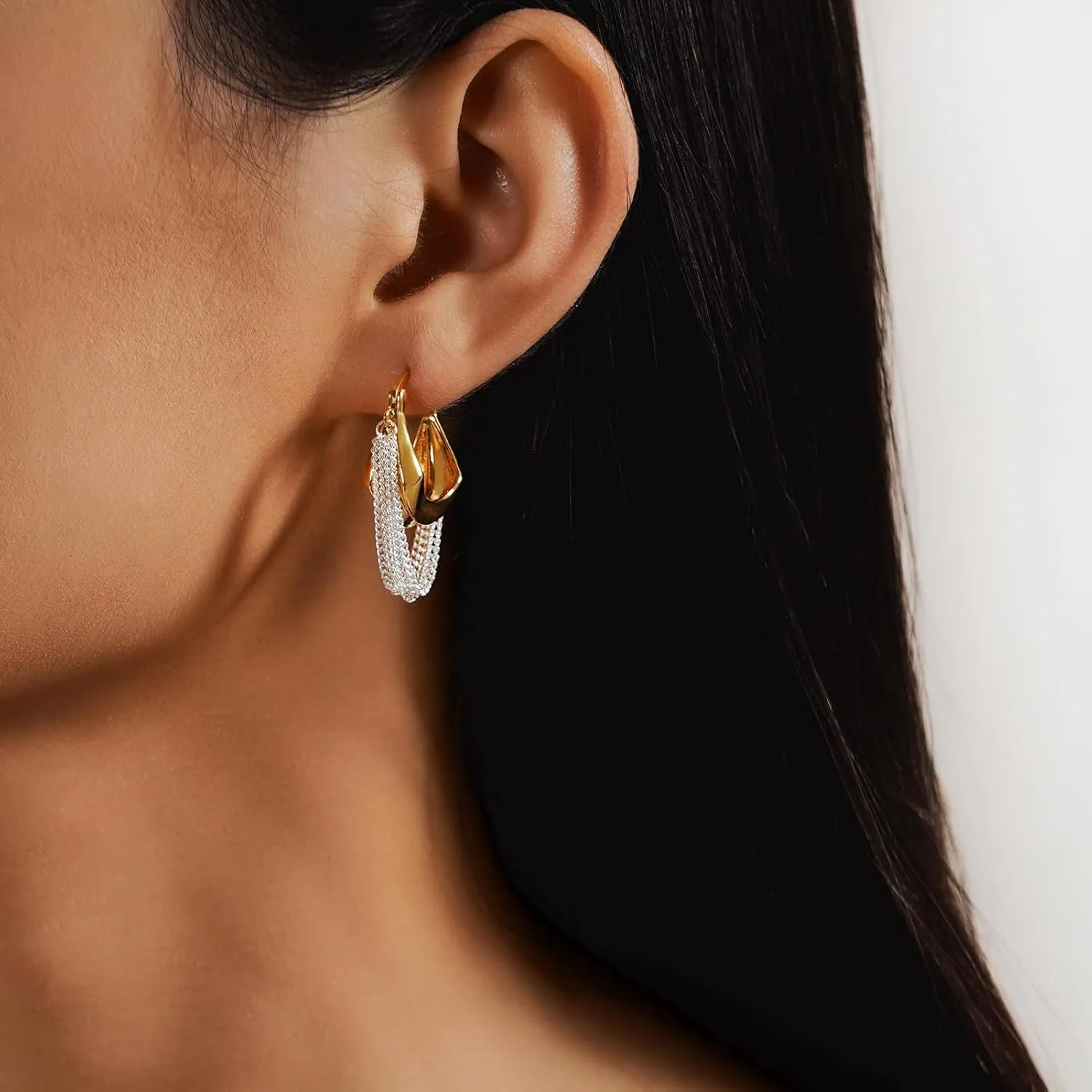 Acrylic Hoop Earrings Sterling Silver Lucite Clear Resin Rectangle Transparent Hoops for Women