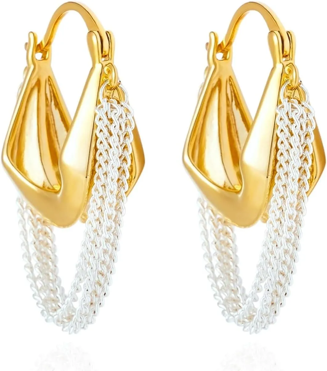 Acrylic Hoop Earrings Sterling Silver Lucite Clear Resin Rectangle Transparent Hoops for Women