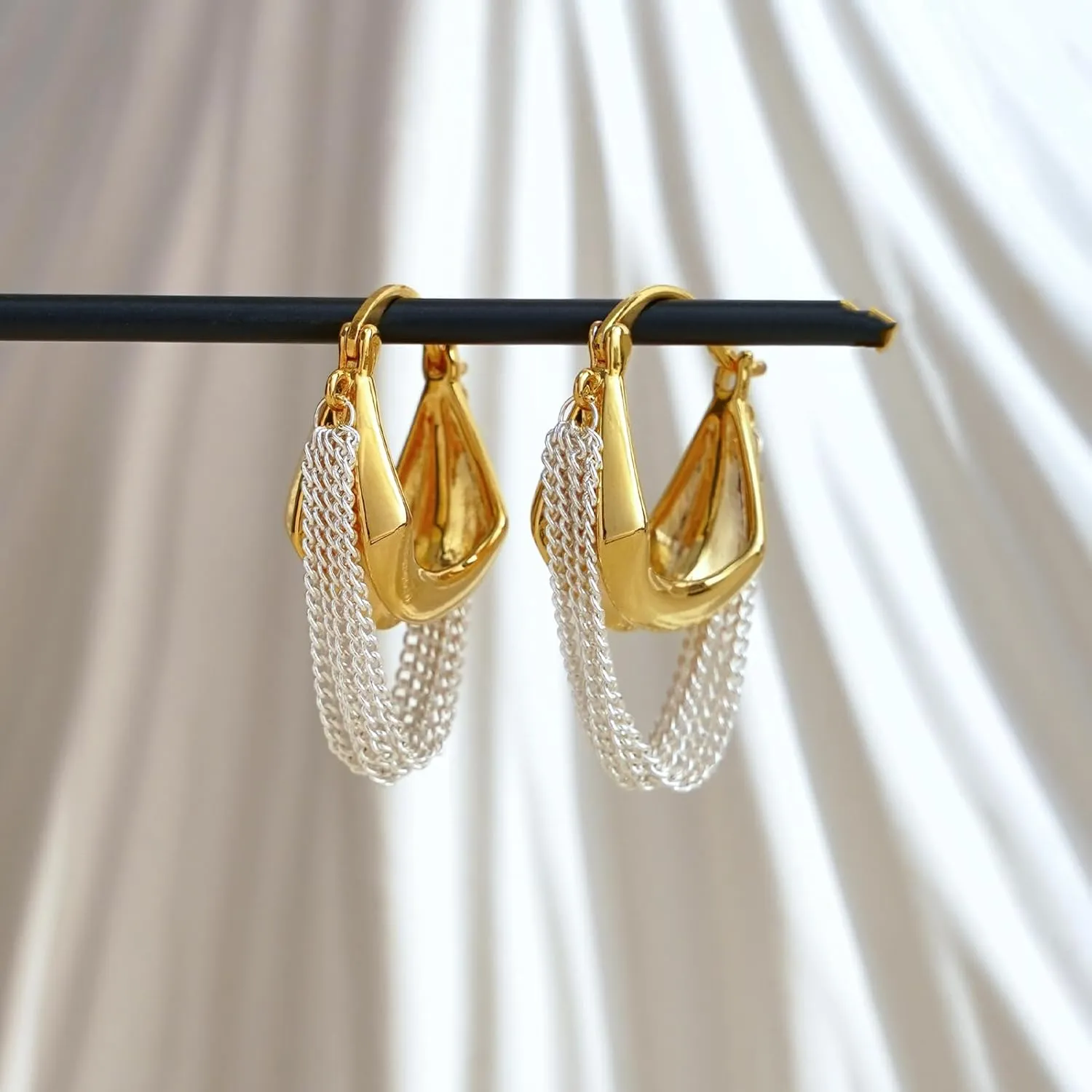 Acrylic Hoop Earrings Sterling Silver Lucite Clear Resin Rectangle Transparent Hoops for Women