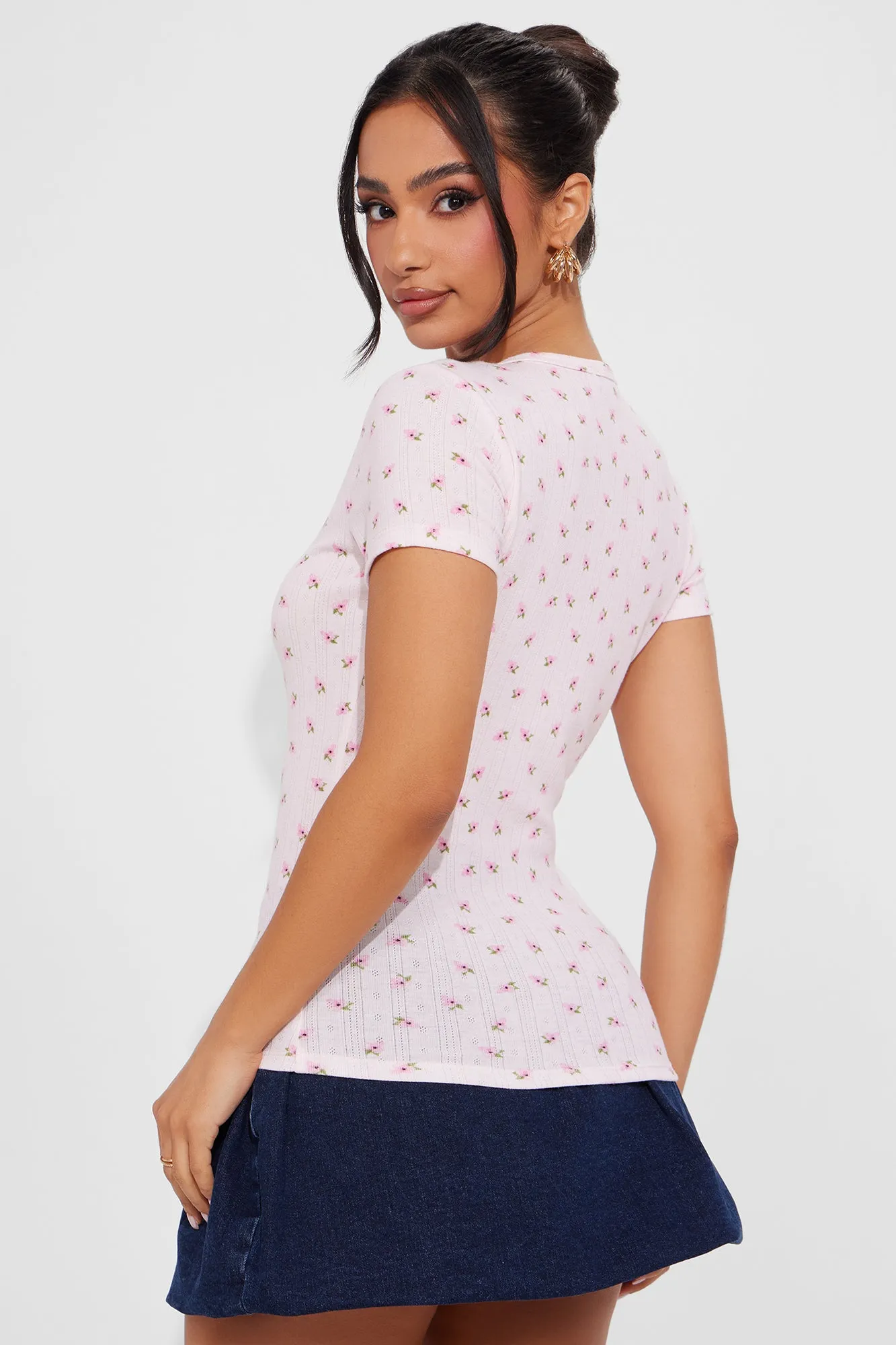 Angelina Ditsy Floral Baby Tee - Pink