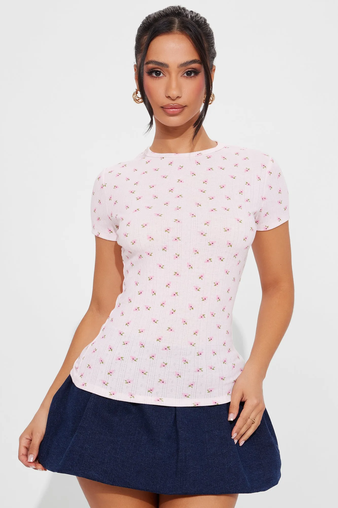 Angelina Ditsy Floral Baby Tee - Pink