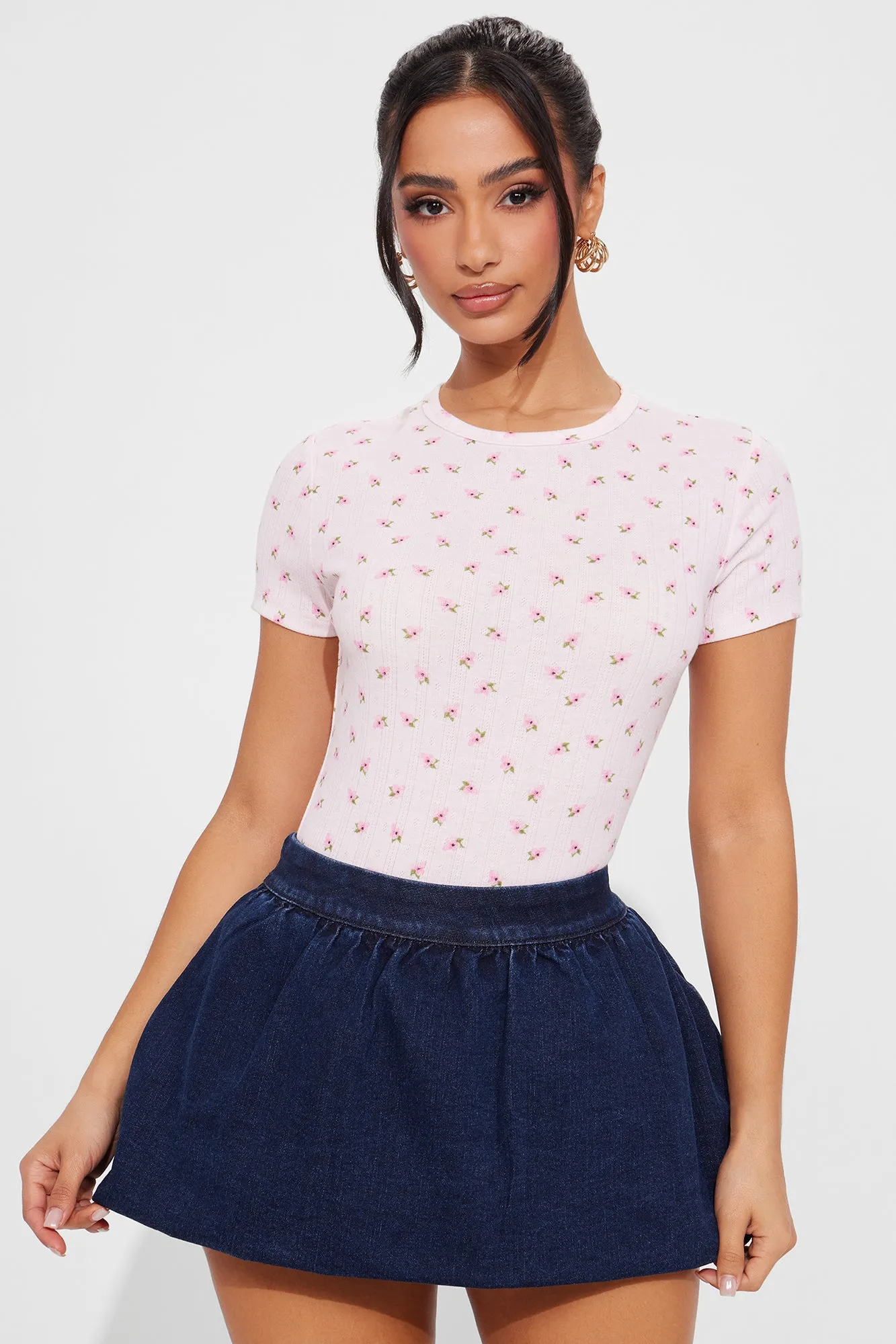 Angelina Ditsy Floral Baby Tee - Pink