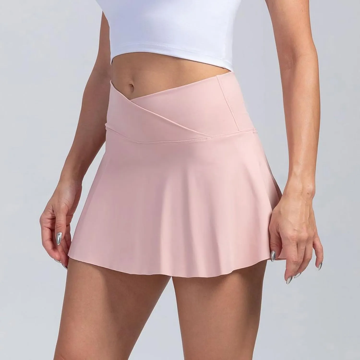 Athletic Skorts for Women Mini Tennis Skirt with Shorts Underneath Crossover Yoga Golf Skirts Pickleball Outfits with Pockets