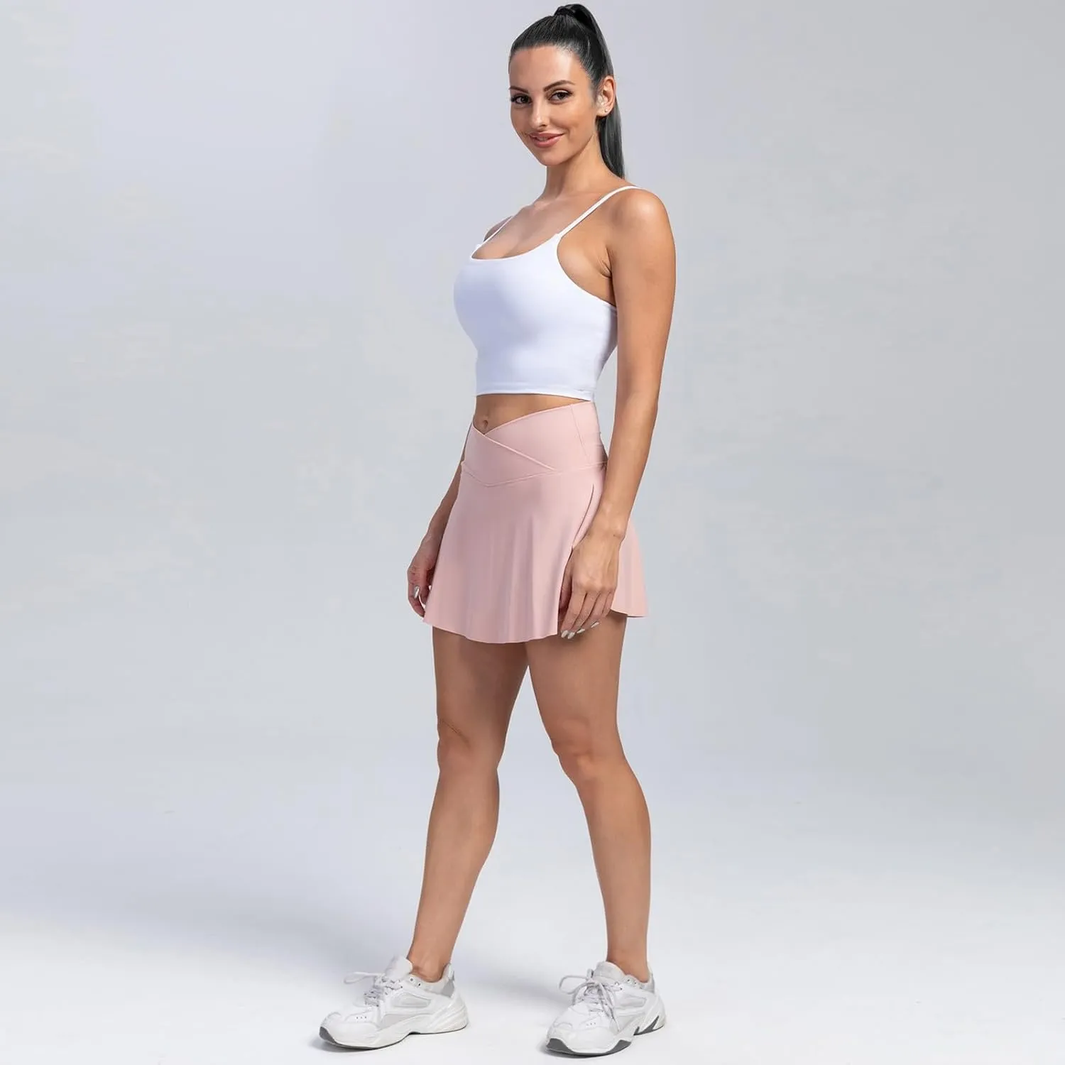 Athletic Skorts for Women Mini Tennis Skirt with Shorts Underneath Crossover Yoga Golf Skirts Pickleball Outfits with Pockets