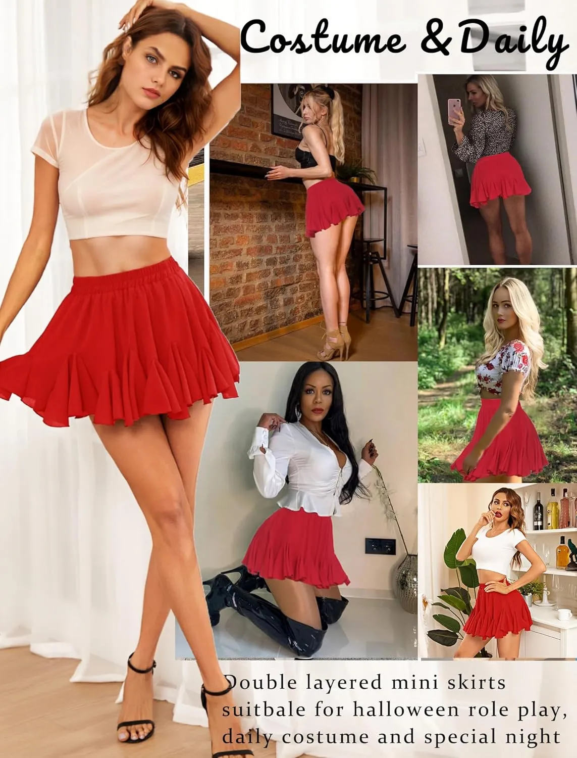 Avidlove Skirts for Women Pleated Skirts for Women Trendy High Waist Sexy Skater Mini Skirt(Blue,XXL)