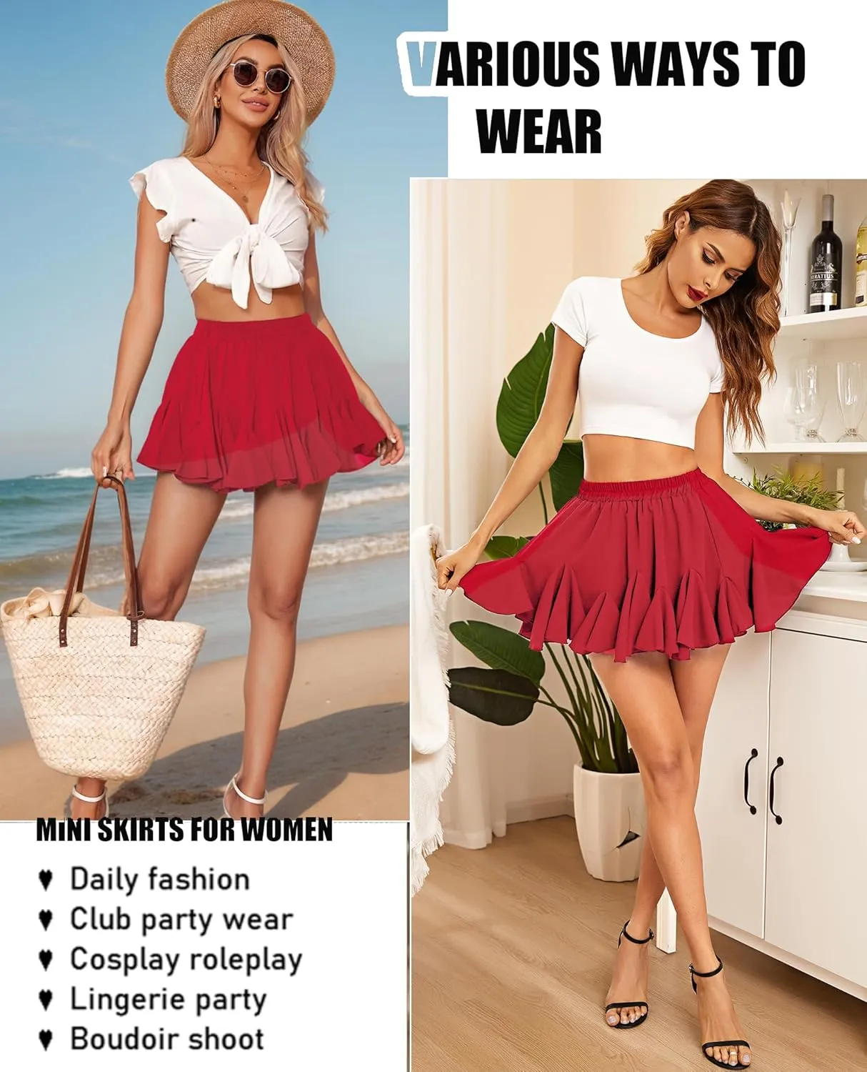 Avidlove Skirts for Women Pleated Skirts for Women Trendy High Waist Sexy Skater Mini Skirt(Blue,XXL)