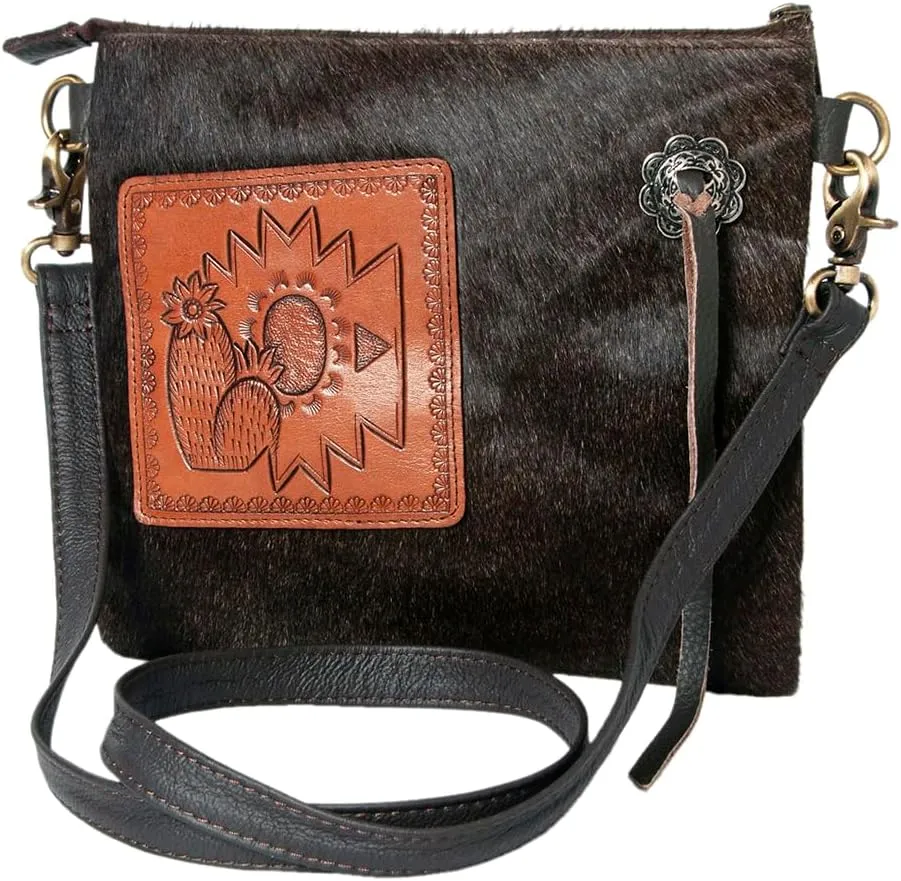 Bags KBK117 Clutch Hand Tooled Hair-On Genuine Leather Women Bag Western Handbag Purse