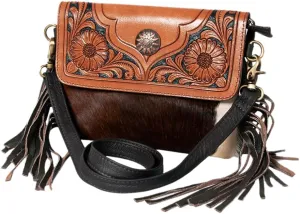Bags KBK123 Clutch Hand Tooled Hair-On Genuine Leather Women Bag Western Handbag Purse