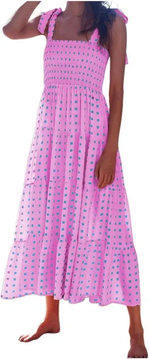 Beach Long Ruffle Maxi Line Dress Boho Floral Summers Women's A Neck Women's Dress Maternity Dresses Casual