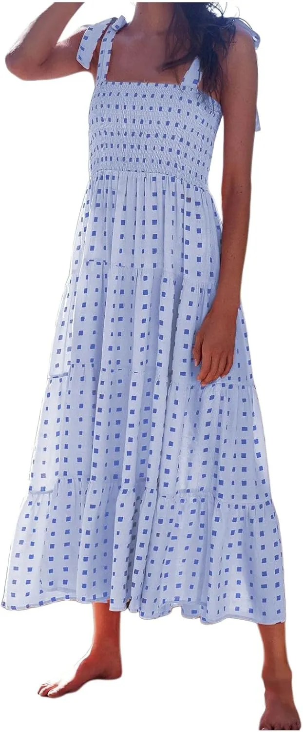 Beach Long Ruffle Maxi Line Dress Boho Floral Summers Women's A Neck Women's Dress Maternity Dresses Casual