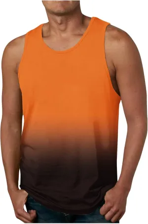 Beach Tank Tops for Men Funny Gradient Color Sleeveless Muscle Tshirt Casual Summer Vacation Tropical Shirts 2024