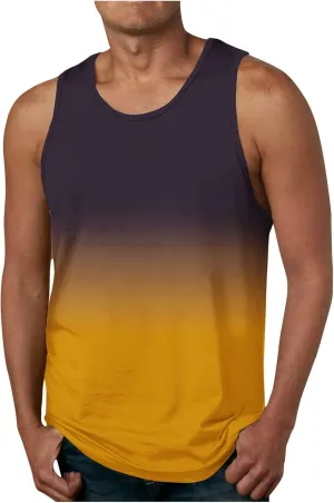 Beach Tank Tops for Men Funny Gradient Color Sleeveless Muscle Tshirt Casual Summer Vacation Tropical Shirts 2024