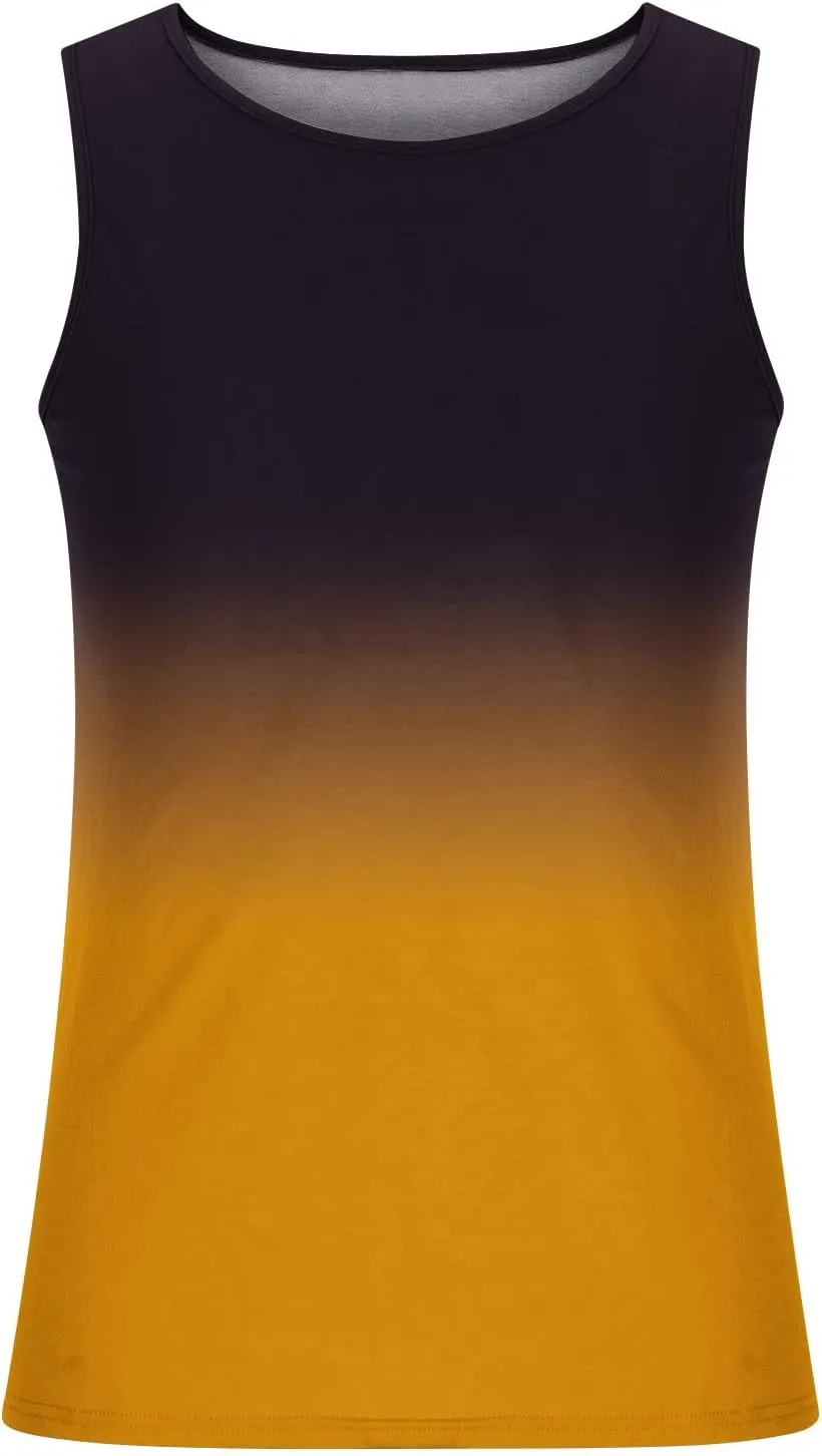 Beach Tank Tops for Men Funny Gradient Color Sleeveless Muscle Tshirt Casual Summer Vacation Tropical Shirts 2024