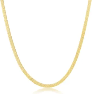 Beaux Bijoux Gold Chain Necklaces for Women | Herringbone, Paperclip, Omega Chains | Gold Plated Silver | Women's Trendy Layering Necklaces | Choose Width and Length | Gold Necklaces for Women