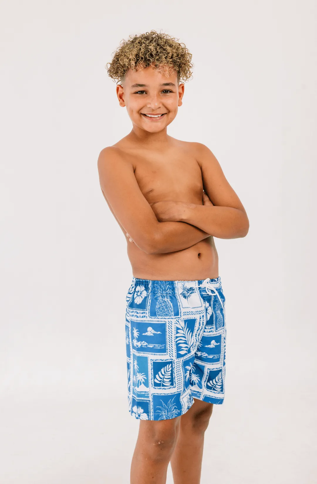 Benny Boardshorts in Monotone Blue Tropical