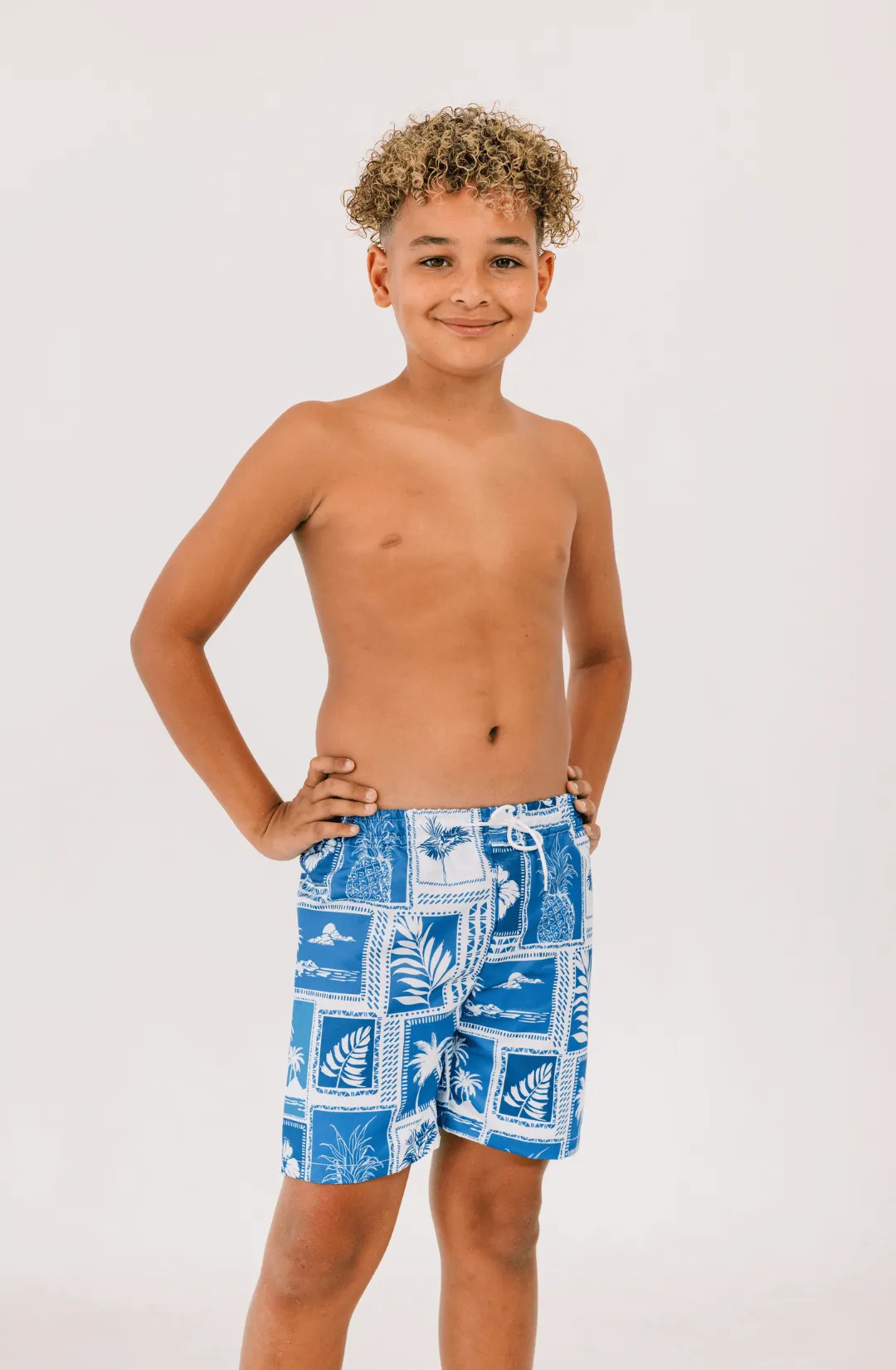 Benny Boardshorts in Monotone Blue Tropical