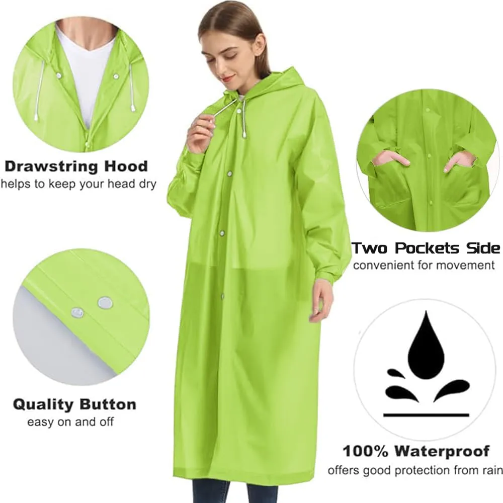 Besshopie EVA Raincoat Waterproof Rain Poncho Reusable Unisex Men Women Long Clear Rain Wear