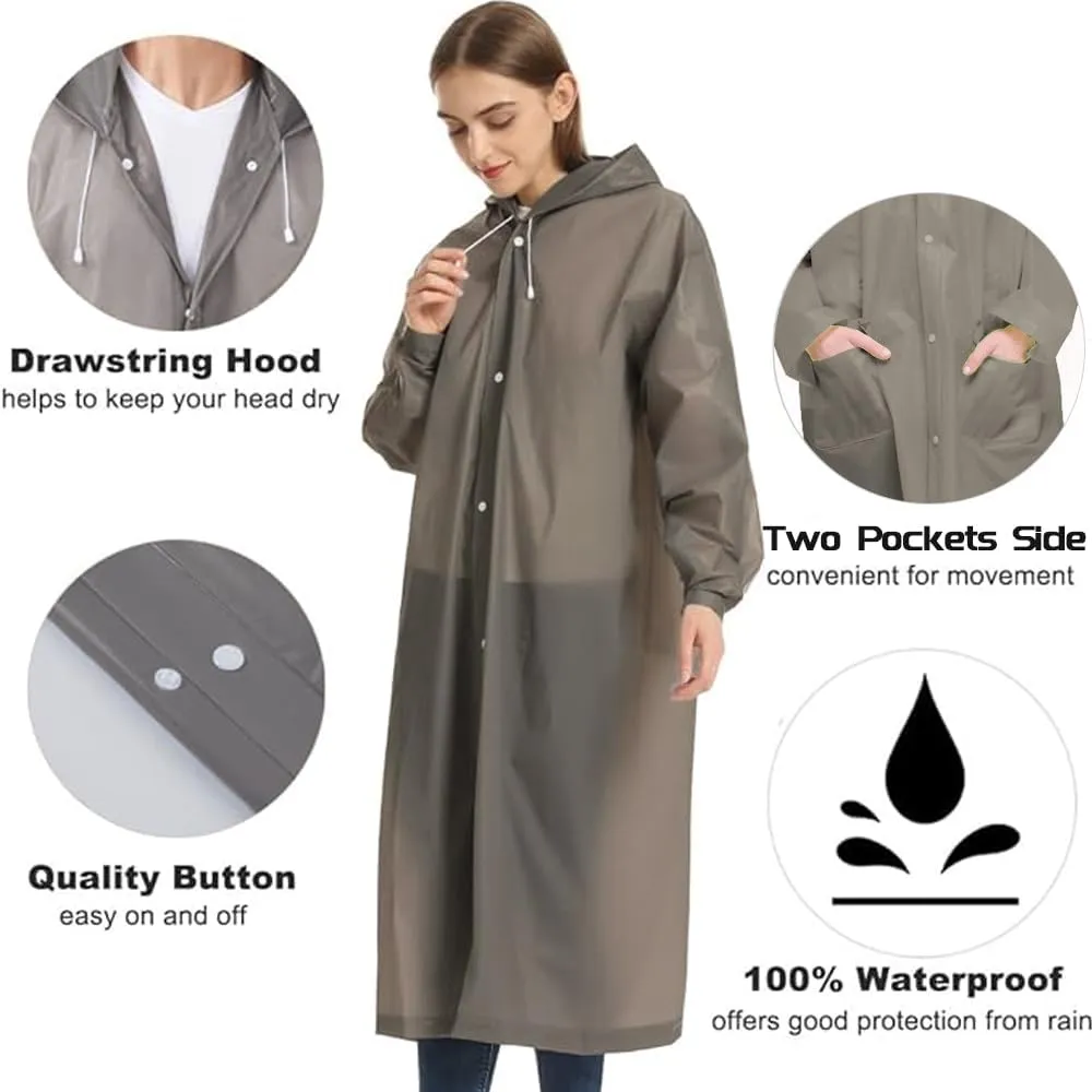 Besshopie EVA Raincoat Waterproof Rain Poncho Reusable Unisex Men Women Long Clear Rain Wear