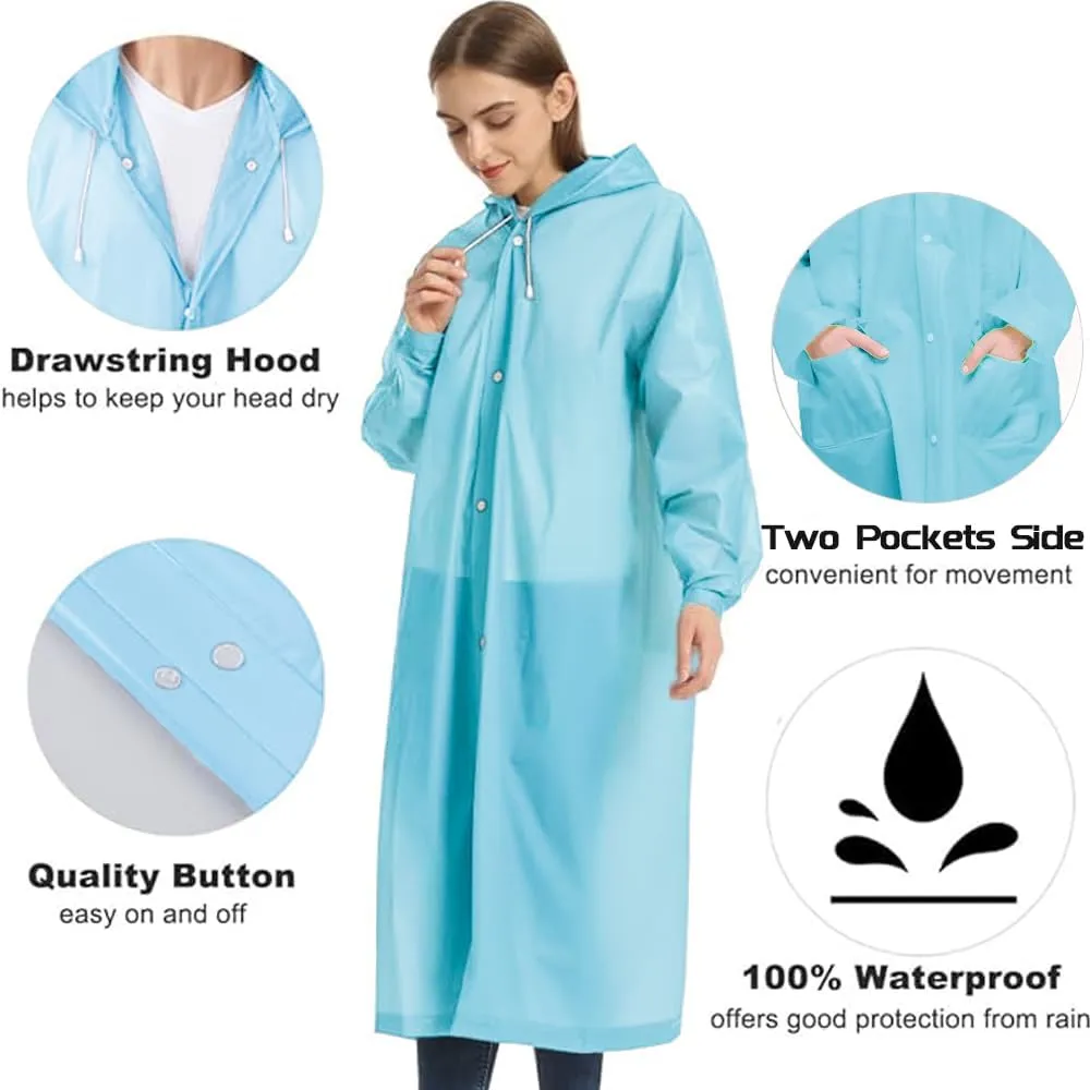 Besshopie EVA Raincoat Waterproof Rain Poncho Reusable Unisex Men Women Long Clear Rain Wear