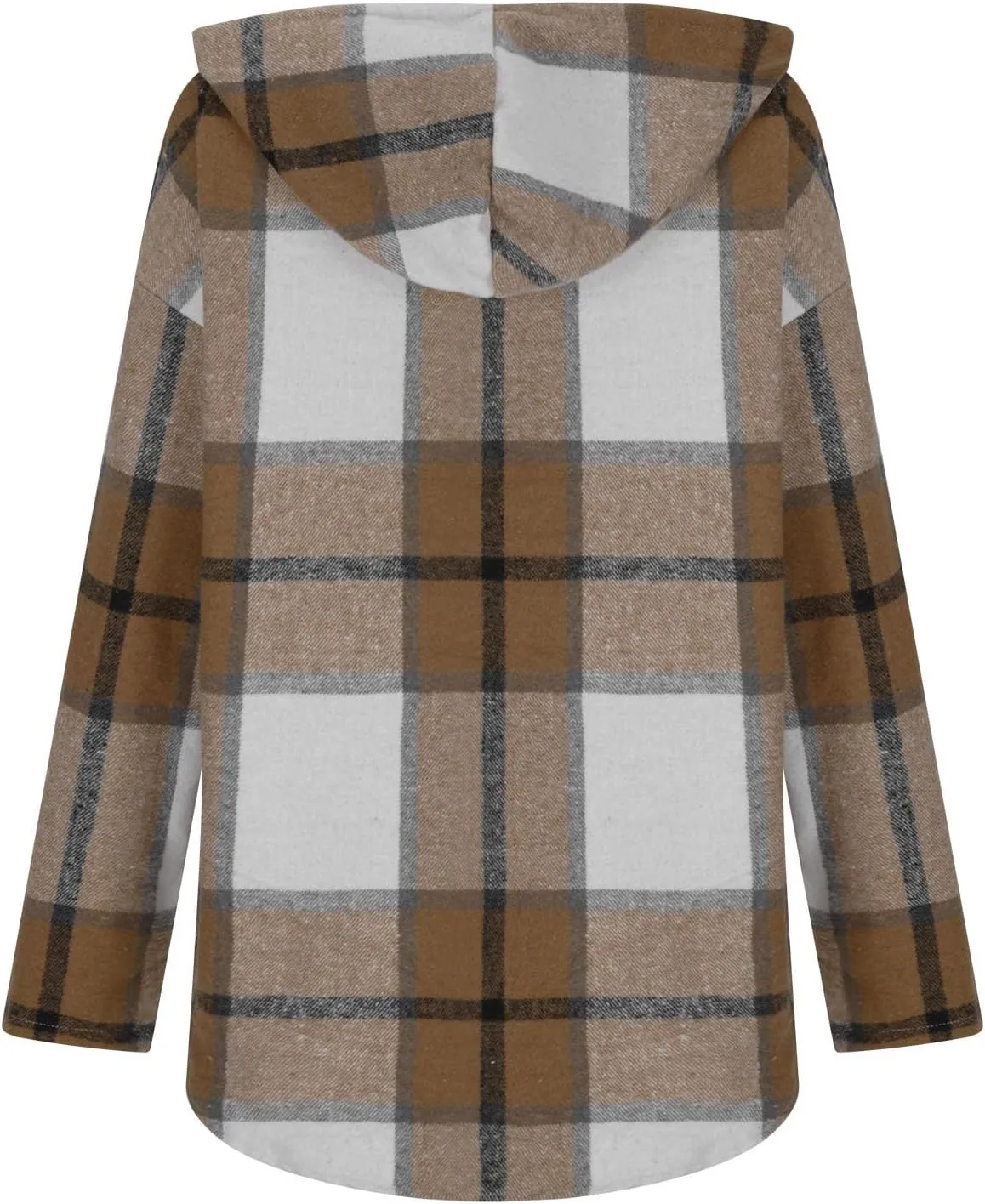 Blouses for Women Dressy Casual Plaid Shirts V Neck Hooded Sweatshirt Drawstring Hoodie Long Sleeve Pullover Tops