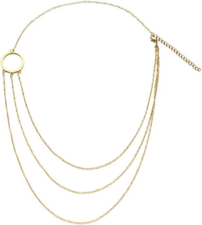 Bohemian Stainless Steel Multilayer Tassel Chain Necklaces For Women Layered Choker Necklaces Boho Jelry Gifts