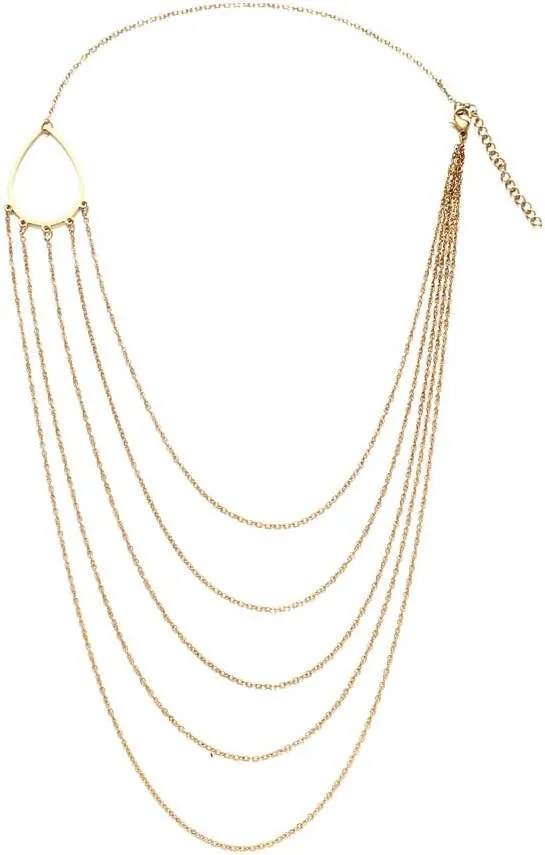 Bohemian Stainless Steel Multilayer Tassel Chain Necklaces For Women Layered Choker Necklaces Boho Jelry Gifts