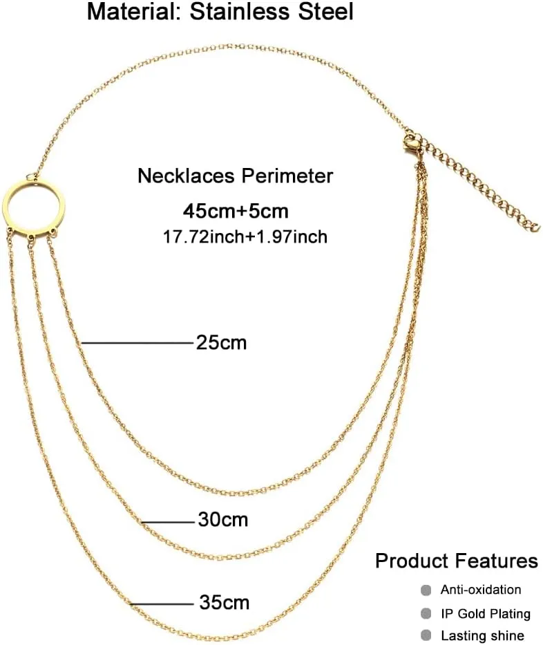 Bohemian Stainless Steel Multilayer Tassel Chain Necklaces For Women Layered Choker Necklaces Boho Jelry Gifts