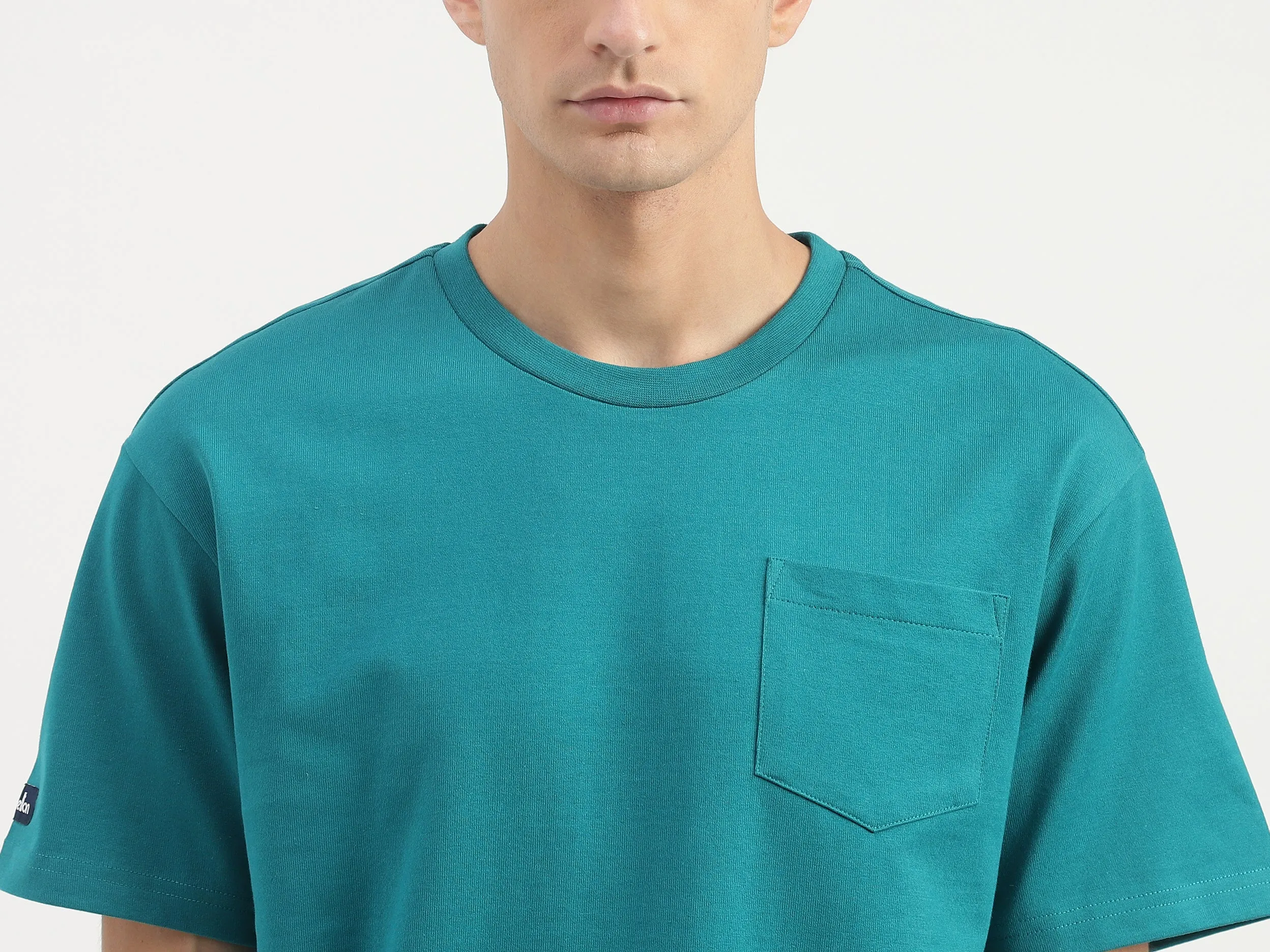 Boxy Fit Round Neck Monotone T-Shirt