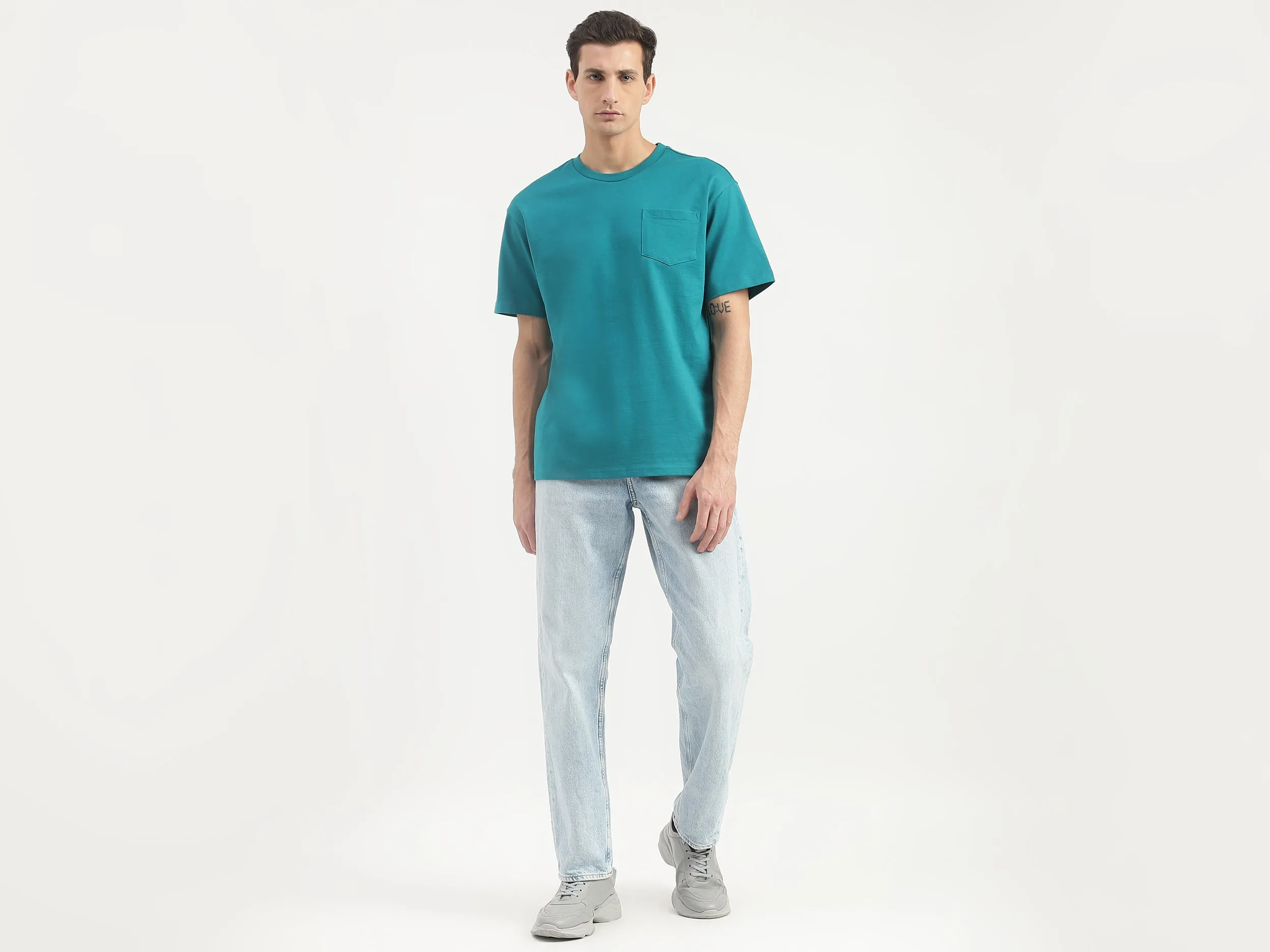 Boxy Fit Round Neck Monotone T-Shirt