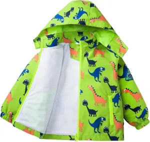 Boys Rain Jacket with Detachable Hood Lightweight Raincoats for Kids