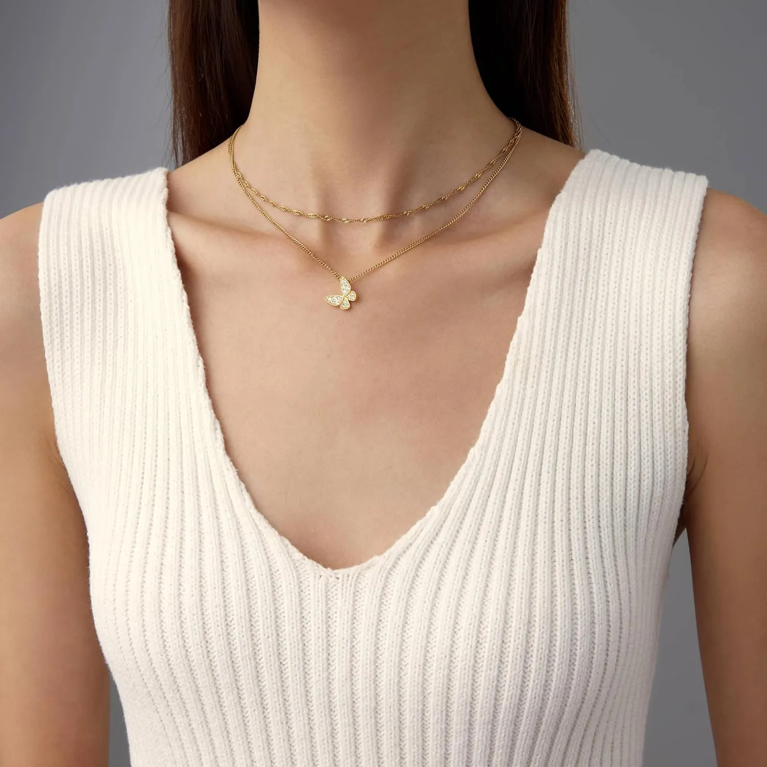 Butterly Necklaces for Women Heart Necklace 14K Dainty Gold Choker Handmade Necklaces Chain Shell Dainty Gold Choker Necklace for Women