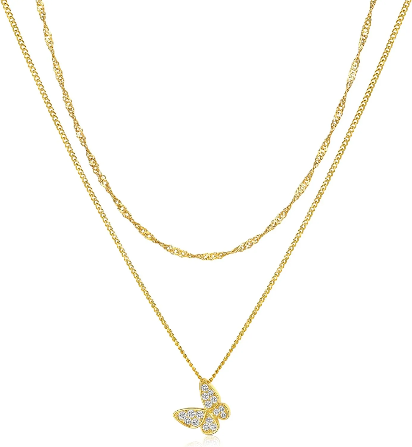 Butterly Necklaces for Women Heart Necklace 14K Dainty Gold Choker Handmade Necklaces Chain Shell Dainty Gold Choker Necklace for Women