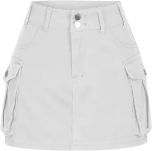 Cargo Denim Skirt Womens Summer Casual Skort Elastic High Waisted Short Mini Y2k Jean Skirts Flap Pockets Streetwear