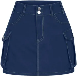 Cargo Denim Skirt Womens Summer Casual Skort Elastic High Waisted Short Mini Y2k Jean Skirts Flap Pockets Streetwear