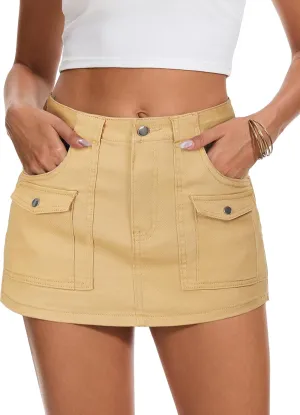 Cargo Jean Skirts for Women Denim Skort High Waisted Womens Mini Skirt with Shorts Y2k with 6 Pockets
